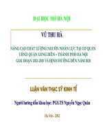 Nâng cao chất lượng nguồn nhân lực tại cơ quan UBNN quận long biên  thành phố hà nội giai đoạn 2012 - 2015 và định hướng đến năm 2020 slide