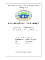 BÁO CÁO KIẾN TẬP vụ bếp KHÁCH sạn bốn PHƯƠNG