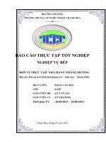 BÁO CÁO KIẾN TẬP nghiệp vụ bếp nhà hàng thắng hương