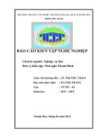 BÁO CÁO KIẾN TẬP NGHIỆP vụ bàn NHÀ NGHỈ THANH BÌNH