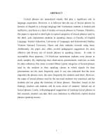 NGHIÊN cứu về VIỆC sử DỤNG các cụm từ VỰNG cố ĐỊNH TRONG GIỜ học nói của SINH VIÊN năm THỨ 3 hệ CHÍNH QUY KHOA sư PHẠM TIẾNG ANH, TRƯỜNG đại học NGOẠI NGỮ, đại học QUỐC GIA hà nội