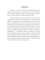 HIỆN TƯỢNG KHÔNG TƯƠNG ĐƯƠNG ở cấp độ từ DO NHỮNG KHÁC BIỆT về văn hóa TRONG BIÊN DỊCH ANH   VIỆT