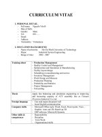 Mẫu CV bằng tiếng anh Nhân viên sản xuất