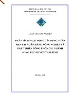 Phân tích hoạt động tín dụng ngắn hạn tại  nhno&ptnt song phú