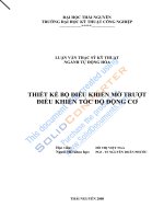 đồ án tốt nghiệp thiết kế bộ điều khiển mờ trượt điều khiển tốc độ động cơ