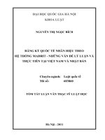 đăng ký quốc tế nhãn hiệu theo  hệ thống mađrit - những vẫn đề lý luận và  thực tiễn tại việt nam và nhật bản