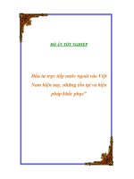 Đầu tư trực tiếp nước ngoài vào Việt Nam hiện nay, những tồn tại và biện pháp khắc phục