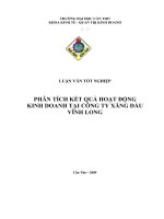 Phân tích kết quả hoạt động kinh doanh tại công ty xăng dầu vĩnh long