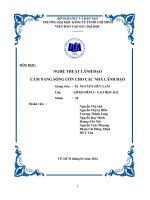 Tiểu luận môn nghệ thuật lãnh đạo NGHỆ THUẬT LÃNH ĐẠO CẨM NANG SỐNG CÒN CHO CÁC NHÀ LÃNH ĐẠO