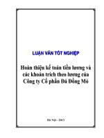 Hoàn thiện kế toán tiền lương và các khoản trích theo lương của Công ty cổ phần đá Đồng Mỏ