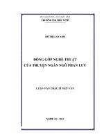 Đóng góp nghệ thuật của truyện ngắn ngô phan lưu