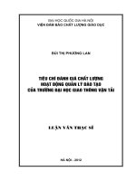 tiêu chí đánh giá chất lượng hoạt động quản lý đào tạo của trường đại học giao thông vận tải