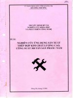 Nghiêm cứu ứng dụng sản xuất thép hợp kim chất lượng cao, công xuất 300 tấn sản phẩm năm