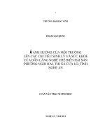 Ảnh hưởng của môi trường lên các chỉ tiêu sinh lý và sức khỏe của dân cư làng nghề chế biến hải sản phường nghi hải, thị xã cửa lò, tỉnh nghệ an