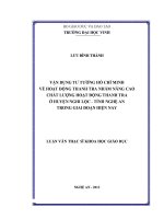 Vận dụng tư tưởng hồ chí minh về hoạt động thanh tra nhằm nâng cao chất lượng hoạt động thanh tra ở huyện nghi lộc   tỉnh nghệ an trong giai đoạn hiện nay