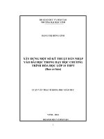 Xây dựng một số kỹ thuật dẫn nhập vào bài học trong dạy học chương trình hóa học lớp 10 THPT (ban cơ bản)