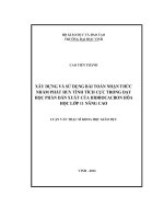 Xây dựng và sử dụng bài toán nhận thức nhằm phát huy tính tích cực trong dạy học phần dẫn xuất của hidrocacbon hóa học 11 nâng cao