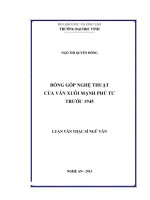 Đóng góp nghệ thuật của văn xuôi mạnh phú tư trước 1945
