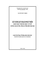 Xây dựng quy hoạch phát triển giáo dục trung học cơ sở huyện cẩm xuyên, tỉnh hà tỉnh đến năm 2020