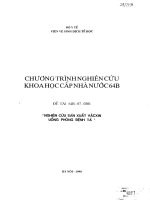 Nghiêm cứu sản xuất Vắc xin uống phòng bệnh tả