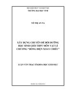 Xây dựng chuyên đề bồi dưỡng học sinh giỏi THPT môn vật lí chương dòng điện xoay chiều