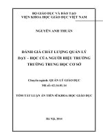 Đánh giá chất lượng quản lý dạy học của người Hiệu trưởng trường Trung học cơ sở (tóm tắt)