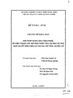 Giải pháp khoa học công nghệ về hiện trạng các mô hình phân tích, dự báo và trở giúp quyết định hiện có cho ba cấp tỉnh, huyện, xã