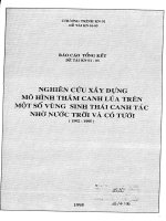 Nghiêm cứu xây dựng mô hình thâm canh lúa trên một số vùng sinh thái canh tác nhờ nước trời và có tưới