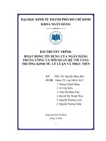 Hoạt động tín dụng của ngân hàng trung ương và mối quan hệ với tăng trưởng kinh tế   lý luận và thực tiễn