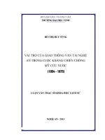Vai trò của giao thông vận tải nghệ an trong cuộc kháng chiến chống mỹ cứu nước