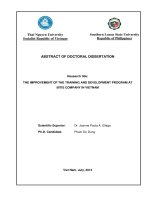 the improvement of the training and development program at bitis company in vietnam