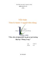 Tiểu luận Tâm lý hành vi người tiêu dùng Nhu cầu sử dụng dịch vụ gia sư tại trường Đại học Thăng Long