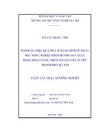 đánh giá hiệu quả một số loại hình sử đất nông nghiệp theo hướng sản xuất hàng hoá ở vùng trũng huyện phú xuyên thành phố hà nội