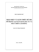 nhận diện và giảm thiểu rủi ro tín dụng tại ngân hàng đầu tư và phát triển lâm đồng
