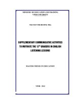 Supplementagy communicative activities to motivate the 12th graders in english listening lessons