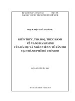 luận án  kiến thức, thái độ, thực hành về vàng da sơ sinh của bà mẹ và nhân viên y tế sản nhi tại thành phố hồ chí minh