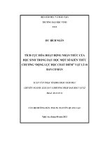 Tích cực hóa hoạt động nhận thức của học sinh trong dạy học một số kiến thức chương động lực học chất điểm vật lý 10 ban cơ bản