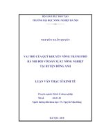 vai trò của quỹ khuyến nông thành phố hà nội đối với sản xuất nông nghiệp tại huyện đông anh
