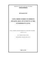 Using short stories to improve speaking skill of students at pre intermediate level