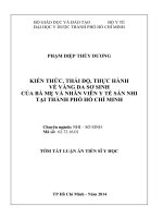tom tat luan an  kiến thức, thái độ, thực hành về vàng da sơ sinh của bà mẹ và nhân viên y tế sản nhi tại thành phố hồ chí minh