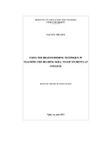 Using the brainstorming technique in teaching the reading skill to esp students at college