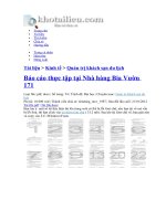 Báo cáo thực tập NGHIỆP VỤ BẾP tại nhà hàng bia vườn 171