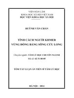 tóm tắt luận án tiến sĩ tính cách người khmer vùng đồng bằng sông cửu long