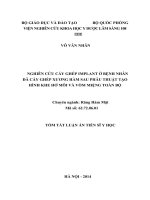 Nghiên cứu cấy ghép implant ở bệnh nhân đã cấy ghép xương hàm sau phẫu thuật tạo hình khe hở môi và vòm miệng toàn bộ tóm tắt