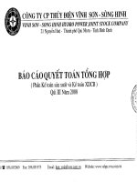 công ty cổ phần thủy điện vĩnh sơn sông hinh báo cáo quyết toán tổng hợp phần kế toán sản xuất kế toán xdcb quý 3 năm 2008