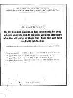 Xây dựng Mô hình áp dụng tiến bộ khoa học công nghệ để phát triển kinh tế nông thôn vùng cao theo hướng nông lâm kết hợp tại xã Khang Ninh Vùng đệm vườn quốc gia Ba Bể tỉnh Bắc Kạn