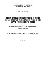tóm tắt luận án nghiên cứu xây dựng và sử dụng hệ thống bài tập sáng tạo phần cơ học lớp 10 THPT – nâng cao