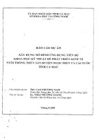 Xây dựng Mô hình ứng dụng tiến bộ khoa học kỹ thuật để phát triển kinh tế nuôi trồng thủy sản huyện Ngọc Hiền và Cái Nước tỉnh Cà Mau