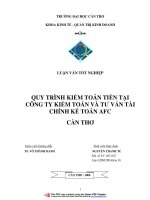 quy trình kiểm toán tiền tại công ty kiểm toán và tư vấn tài chính kế toán afc cần thơ
