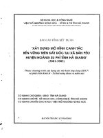 Xây dựng Mô hình canh tác bền vững trên đất dốc tại xã Bản Péo, huyện hoàng Su phì, tỉnh Hà Giang